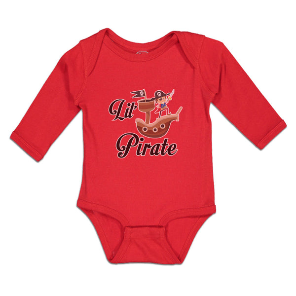 Long Sleeve Bodysuit Baby Wooden Ship and Pirate in Search of Treasure Chests