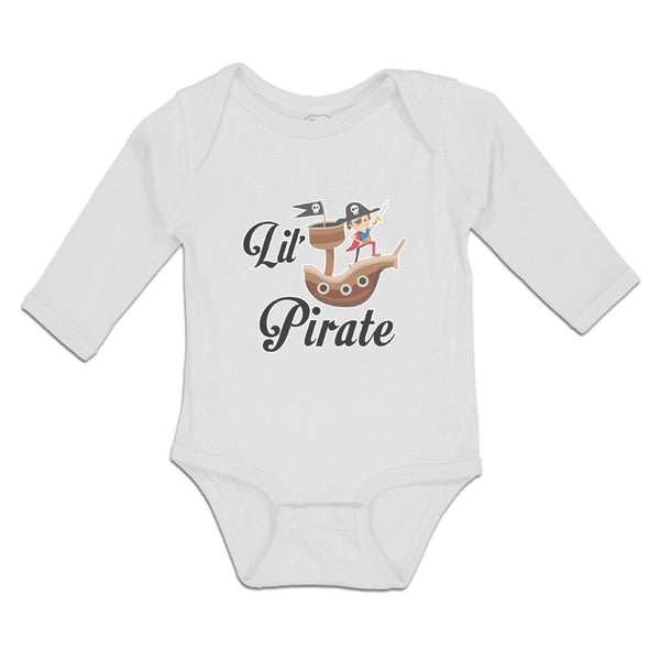 Long Sleeve Bodysuit Baby Wooden Ship and Pirate in Search of Treasure Chests