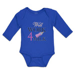 Long Sleeve Bodysuit Baby Will Work 4 Milk Boy & Girl Clothes Cotton