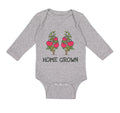 Long Sleeve Bodysuit Baby Red Tomatoes Black Text Home Grown Boy & Girl Clothes