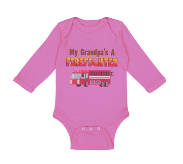 Long Sleeve Bodysuit Baby My Grandpa's A Firefighter Grandpa Grandfather Cotton