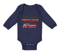 Long Sleeve Bodysuit Baby My Grandpa's A Firefighter Grandpa Grandfather Cotton