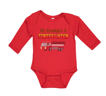 Long Sleeve Bodysuit Baby My Grandpa's A Firefighter Grandpa Grandfather Cotton