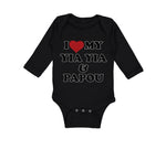 Long Sleeve Bodysuit Baby I Love My Yia Yia and Papou Grandparents Cotton