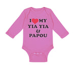 Long Sleeve Bodysuit Baby I Love My Yia Yia and Papou Grandparents Cotton