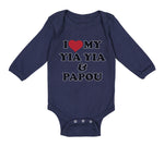 Long Sleeve Bodysuit Baby I Love My Yia Yia and Papou Grandparents Cotton