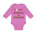 Long Sleeve Bodysuit Baby I Heart My Nonna and Nonno Grandparents Cotton