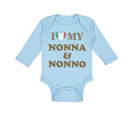 Long Sleeve Bodysuit Baby I Heart My Nonna and Nonno Grandparents Cotton