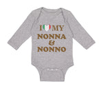 Long Sleeve Bodysuit Baby I Heart My Nonna and Nonno Grandparents Cotton