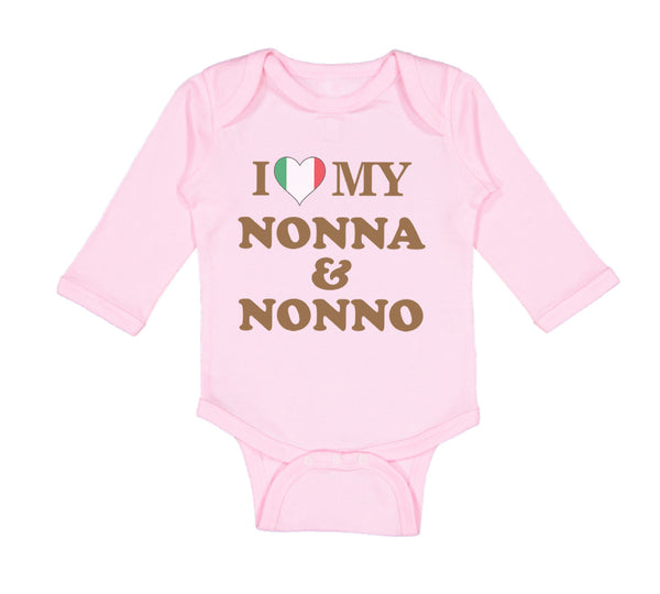 Long Sleeve Bodysuit Baby I Heart My Nonna and Nonno Grandparents Cotton