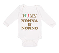 Long Sleeve Bodysuit Baby I Heart My Nonna and Nonno Grandparents Cotton