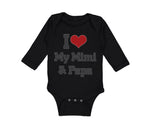 Long Sleeve Bodysuit Baby I Heart My Mimi & Papa Grandparents Boy & Girl Clothes