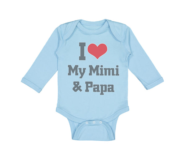 Long Sleeve Bodysuit Baby I Heart My Mimi & Papa Grandparents Boy & Girl Clothes