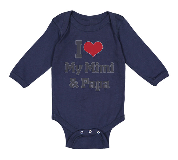 Long Sleeve Bodysuit Baby I Heart My Mimi & Papa Grandparents Boy & Girl Clothes