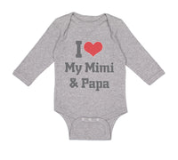 Long Sleeve Bodysuit Baby I Heart My Mimi & Papa Grandparents Boy & Girl Clothes