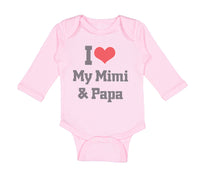 Long Sleeve Bodysuit Baby I Heart My Mimi & Papa Grandparents Boy & Girl Clothes