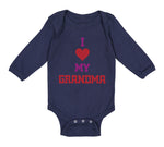 Long Sleeve Bodysuit Baby I Heart My Grandma Love Grandmother Grandma Cotton