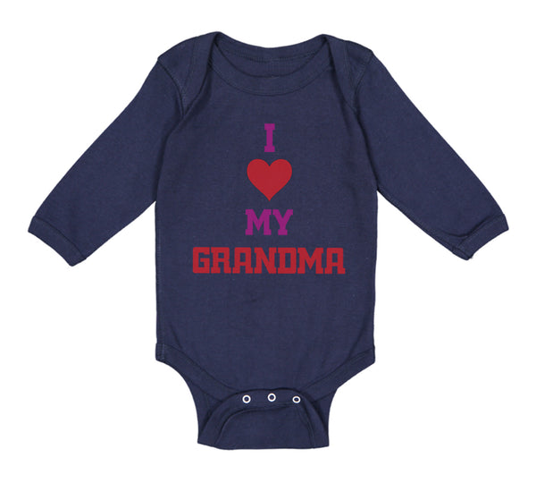 Long Sleeve Bodysuit Baby I Heart My Grandma Love Grandmother Grandma Cotton