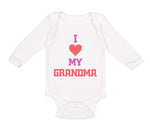 Long Sleeve Bodysuit Baby I Heart My Grandma Love Grandmother Grandma Cotton