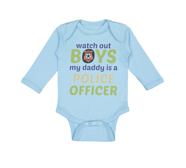 Long Sleeve Bodysuit Baby Watch Boys Daddy Officer Dad Father's B Cotton