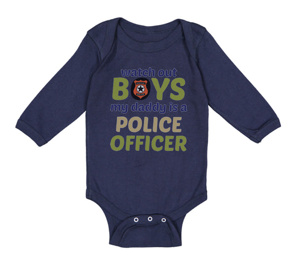 Long Sleeve Bodysuit Baby Watch Boys Daddy Officer Dad Father's B Cotton