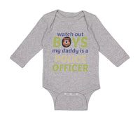 Long Sleeve Bodysuit Baby Watch Boys Daddy Officer Dad Father's B Cotton