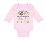 Long Sleeve Bodysuit Baby Watch Boys Daddy Officer Dad Father's B Cotton