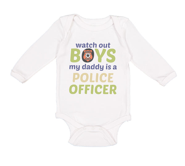 Long Sleeve Bodysuit Baby Watch Boys Daddy Officer Dad Father's B Cotton