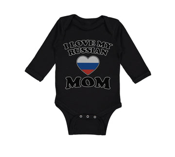 Long Sleeve Bodysuit Baby I Love My Russian Mom Mothers Boy & Girl Clothes