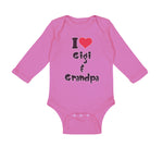 Long Sleeve Bodysuit Baby I Love My Gigi and Grandpa Grandparents Cotton