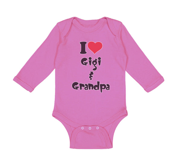 Long Sleeve Bodysuit Baby I Love My Gigi and Grandpa Grandparents Cotton