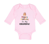 Long Sleeve Bodysuit Baby Happy Birthday to My Grandpa Grandfather Cotton - Cute Rascals