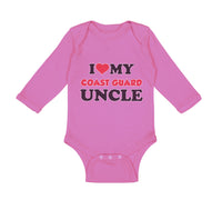 Long Sleeve Bodysuit Baby I Love My Coast Guard Uncle Boy & Girl Clothes Cotton