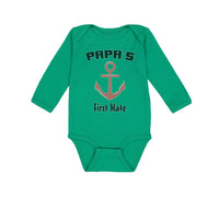 Long Sleeve Bodysuit Baby Papa's First Mate Sailing Captain Dad Father's Day