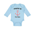 Long Sleeve Bodysuit Baby Papa's First Mate Sailing Captain Dad Father's Day