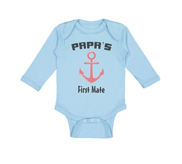 Long Sleeve Bodysuit Baby Papa's First Mate Sailing Captain Dad Father's Day