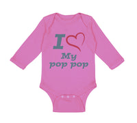 Long Sleeve Bodysuit Baby I Love My Pop Pop Grandfather Grandpa Cotton