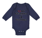 Long Sleeve Bodysuit Baby I Love My Grandma and Grandpa Grandparents B Cotton