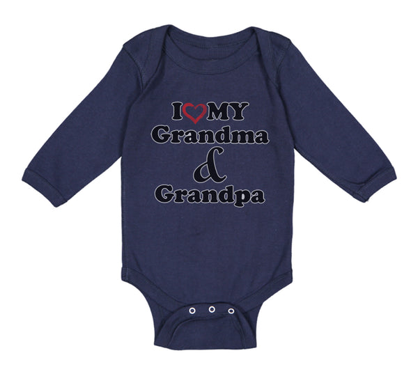 Long Sleeve Bodysuit Baby I Love My Grandma and Grandpa Grandparents B Cotton