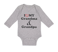 Long Sleeve Bodysuit Baby I Love My Grandma and Grandpa Grandparents B Cotton