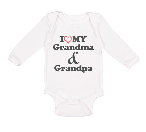 Long Sleeve Bodysuit Baby I Love My Grandma and Grandpa Grandparents B Cotton