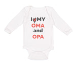 Long Sleeve Bodysuit Baby I Love My Oma and Opa Grandpa Grandfather Cotton