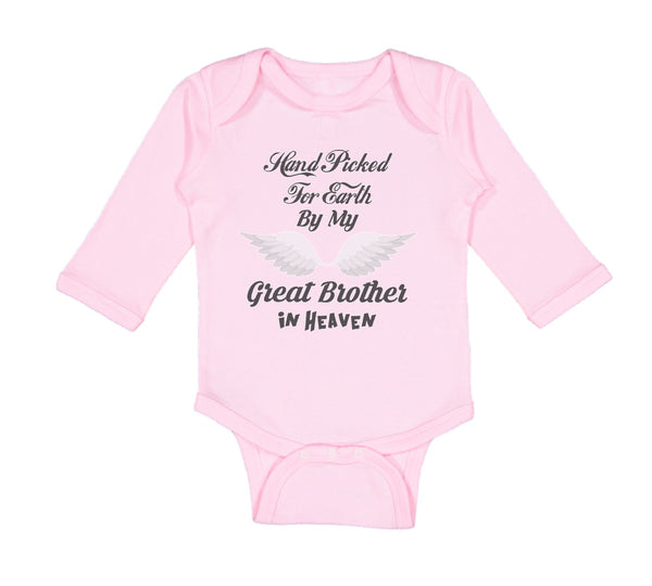 Long Sleeve Bodysuit Baby Hand Picked for Earth by My Great Brother in Heaven - Cute Rascals