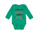 Long Sleeve Bodysuit Baby Lock up Your Sons Daddy's Got Gun Dad Father's Day