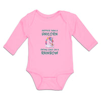 Long Sleeve Bodysuit Baby Happeir than A Unicorn Eating Cake on A Rainbow Cotton - Cute Rascals