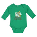 Long Sleeve Bodysuit Baby Drinking Buddies with Feeding Bottle and Nipple Cotton