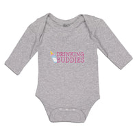 Long Sleeve Bodysuit Baby Drinking Buddies with Feeding Bottle Cotton - Cute Rascals