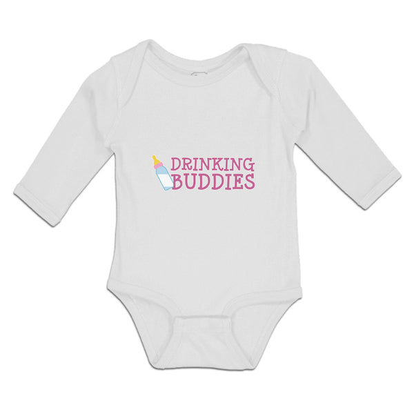 Long Sleeve Bodysuit Baby Drinking Buddies with Feeding Bottle Cotton - Cute Rascals