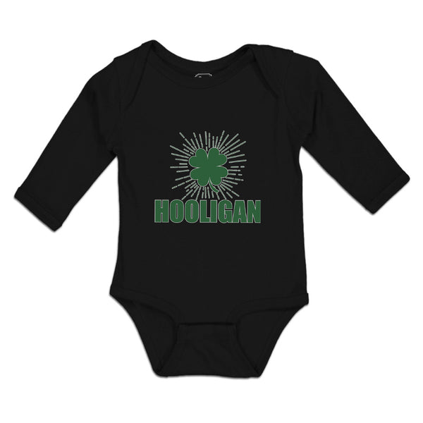 Long Sleeve Bodysuit Baby Hooligan with Irish Shamrock Leaf Boy & Girl Clothes - Cute Rascals