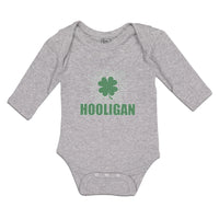 Long Sleeve Bodysuit Baby Hooligan with Irish Shamrock Leaf Boy & Girl Clothes - Cute Rascals